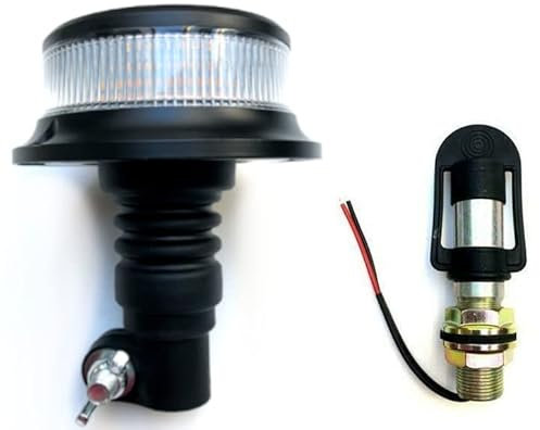 MelTruck® Luz de advertencia giratoria (18 ledes, 12/24 V, 3 patrones de flash con efecto acoplable), color naranja y blanco