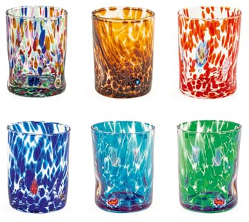 H&h Set mit 6 venezianischen Gläsern, dekoriert, mehrfarbig, 32 cl