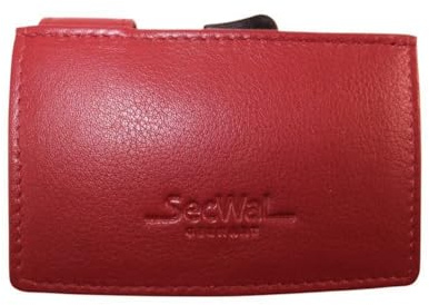 SecWal Kartenetui mit XXL Münzfach Druckknopf - Echtleder Mini Geldbörse inkl. Ebook für Damen und Herren - RFID Schutz Portemonnaie Leder - Geldbeutel mit Wiener Schachtel (Dunkel Rot)