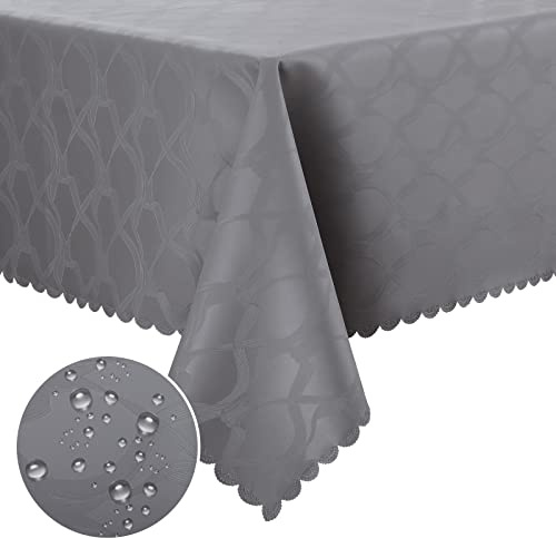 Homaxy PU Tischdecke Abwaschbar Lotuseffekt Hochwertig (350g/m²) Eckig 140 x 180 cm Tischtuch Ornamente Tafeldecke Wasserabweisend Tischwäsche Fleckschutz pflegeleicht, Grau