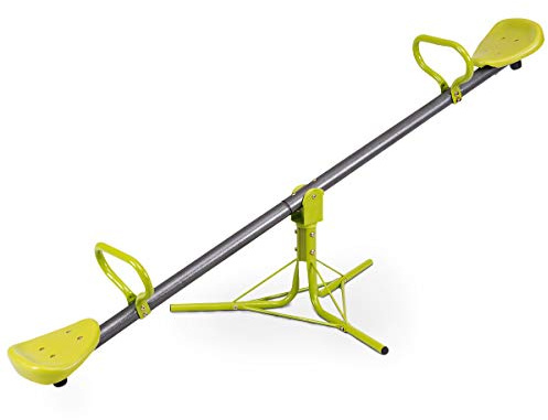 HONEY JOY Kids Seesaw Teeter Totter, 2-Person Heavy Duty Metal Playground Equipment for Backyard, 360 Degree Rotation Fun for Toddlers Boys Girls Age 3-8, Teeter Totter for Kids Outdoor(Metal Green)