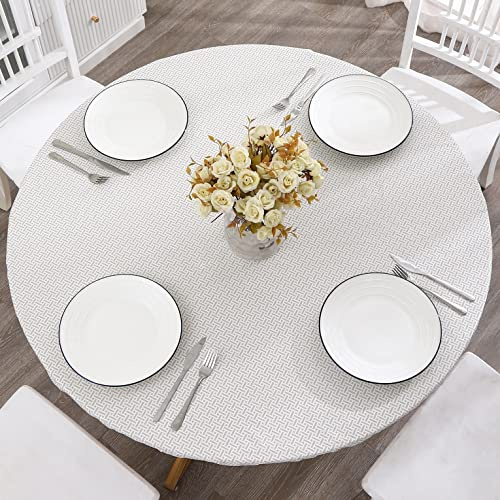 Walrus Round Vinyl Fitted Tablecloth with Flannel Backing Elastic Edge Design Table Cover Waterproof Oil-Proof PVC Table Cloth Stain-Resistant Best for 37-44 Round