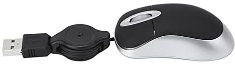 Hemobllo Souris USB Filaire Silencieuse Télescopique Compacte pour Ordinateur Portable et Bureau, Design Ergonomique Unisexe, Noir, Usage Maison et Voyage