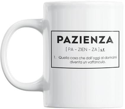 Gesar Tazza Divertente da Ufficio 'Pazienza' - Idee Regali Originali per Uomo e Donna - Regalo di Compleanno e Natale - Frasi Originali Divertenti