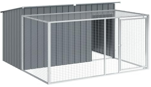 vidaXL Niche pour Chien avec enclos Anthracite 197 x 194 x 110 cm Acier galvanisé
