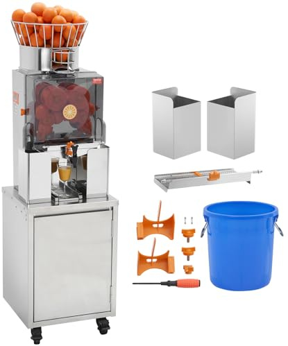 VEVOR Elektrisk citruspress 120 W automatisk kommersiell juicedragare med extraktionsfilter, skalningshink och kran för orange grapefrukt, restauranger, kaffebutiker