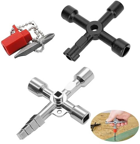 Llave universal multifunción 4 formas - 2 unids triángulo interruptor cruzado utilidad portátil 4 en 1 para gabinete de control redondo triangular cuadrado y ascensores