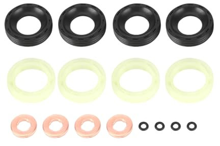 Adunsiaoto Guarnizioni per Iniettori, Kit Di Guarnizioni per Ugelli per Iniettori Carburante, Facile Installazione E Eccellente Tenuta, Compatibilità Universale Con La Maggior Parte Veicoli(Nero)