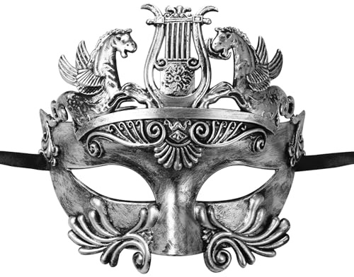 Oidea Masquerade Mask for Men: Retro Ancient Greek Roman Soldier Phantom of The Opera Mask Halloween Half Face Party Mask