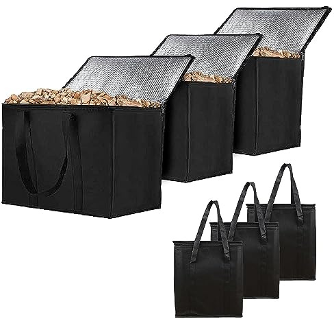 3 Pcs Wood Pellet Storage Containers, Fuel Pellet Storage Bbq Wood Pellet Storage Wood Chips Container Smoker Pellet Storage Waterproof Wood Pellet Container for Outdoor BBQ Camping