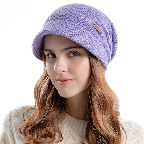 WANYIG Slouchy Beanie Mütze Winter Strickmützen Slouch Beanie Mütze Winter Hüte für Damen Herren Unisex mit Innenfutter Wolle, morado, 55-60