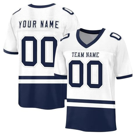 Personalisiert American Football Trikot Herren Sporthemden mit Namen Nummer Personalisierte Schnelltrocknend Atmungsaktiv T-Shirt Practice Jersey Shirts Kurzärmelig für Männer Damen Kinder, S ~ 7XL