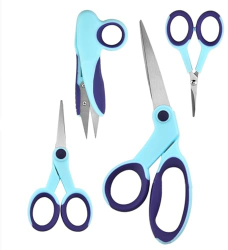 Stoffschere, Schneiderschere, Scherenset mit Scharfer Edelstahlklinge und Weichen Griffen, Einschließlich Nähschere, Bastelschere, Fadenscharfschützen und Stickschere, 4PCs