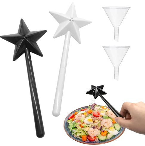 Yistoi 2 Pezzi Sale e Pepe Set Simpatici, Sale e Pepe Bacchetta Magica, Saliera Bacchetta Magica, Bacchetta di Condimento a Bacchetta Stellare per Cucine, Feste di Vacanza, Picnic Campeggio