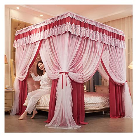 DRFGNF Betthimmel Schlafzimmer Moskitonetz, Schlafzimmerdekoration Boden-Decken-Bettvorhänge, Betthimmel mit 4-Stangen-Unterstützung (Size : 200x220x200cm)