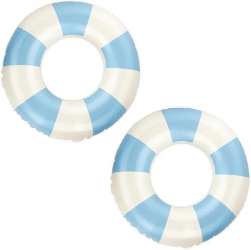 2pcs Anello di Nuoto Gonfiabile Salvagente Adulto, 70cm Strisce retro PVC gonfiabile Anello da Nuoto, piscina gonfiabile per feste estive in spiaggia e in piscina