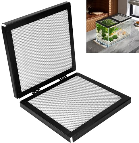 Braveboy Screen Cover for Hinged Door, for 10, 15 High, 20 X-Tall Gallon Aquariums & Glass Tanks, Black - Easy Ventilation