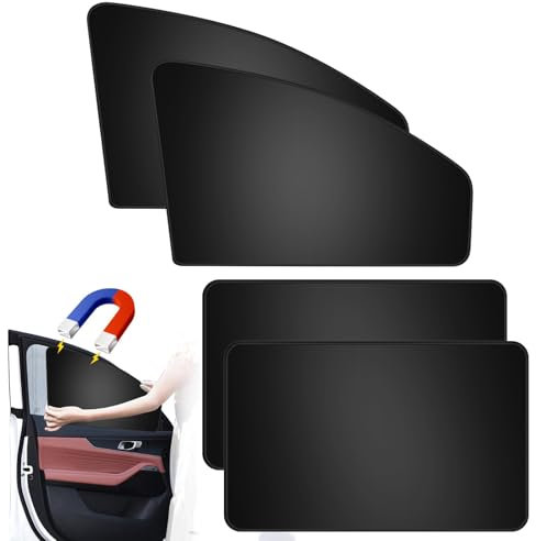 Car Side Window Shades 4 PCS, Magnetic UV-Blocking Car Window Shades for Baby, Protect Baby Kids Adults Pet from Sun Burn, Magnetic Curtain Fits Most Vehicles, Black