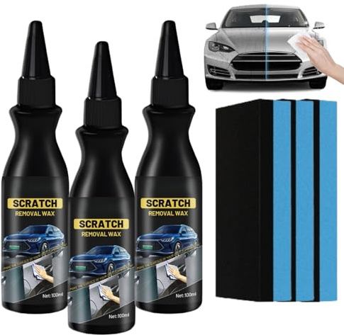 Pasta Rimuovi Graffi Auto Professionale | Polish Lucidatore con Microparticelle Speciali per Attenuare Graffi Profondi | Cera per Carrozzeria | Kit Riparazione DIY per Auto, Moto, Barca (3 pezzi)