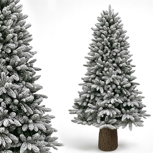 BAKAJI Albero di Natale Innevato Bianco Foltissimo 948 Punte con Base Effetto Legno, Apertura Facile ad Ombrello, Addobbo Natalizio in PVC Altissima Qualità Folto Realistico (180 cm Royal)