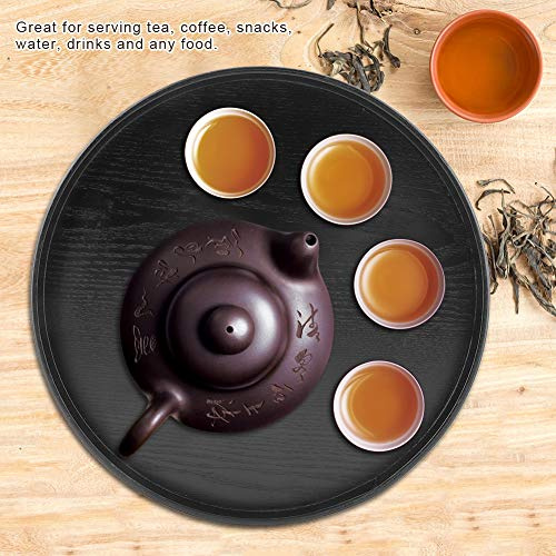 Yctze Vassoio da Portata Rotondo in Legno Naturale - Piatto in Legno da 33 Cm per tè, caffè, Snack e Bevande - Elegante Vassoio per Alimenti per la Casa e l'arredamento Versatile per Interni e Uso