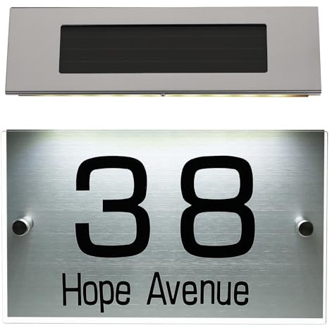 POPETPOP Solar Doorplate Light with 18 LED Dual-Color, Solar-Powered House Number Sign Lamp for Outdoor Address Display, Weather-Resistant Solar House Number Plaque for Garden and Patio