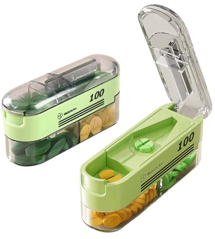 BSITSSS Tragbar Tablettenteiler, Tablettenteiler für Alle Tabletten, Pillenteiler mit Aufbewahrungsfach, Pill Cutter, Pillenschneider für Reise &Haustier, täglichen Gebrauch