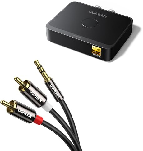 UGREEN Récepteur Bluetooth 6.0 LDAC pour Chaîne HiFi avec Câble Cinch Jack 3.5mm Mâle vers 2 RCA Mâle