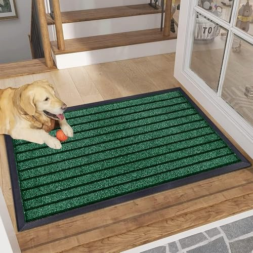B&B Doormats, Door Mats Outdoor Indoor, Non Slip mat Entrance Rug, Indoor Floor Mat, Dirt Trapper Door Mat Outdoor Mat for patio, Multi Purpose Doormats (Green, 40 x 60 cm - Small Door Mat)