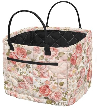 Goftvu Quilted Fabric Laundry Basket, Foldable Hamper with Integrated Carry Handles, Multi-Purpose Storage Bin for Dirty Clothes, Blankets, Nursery Organization