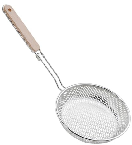 RUNROTOO Colador de Acero Inoxidable Grande para Cocina, Colador de Malla Fina con Mango Largo, Utensilio Multiusos para Filtrar Aceite y Sopas, Adecuado para Restaurante y Uso Diario