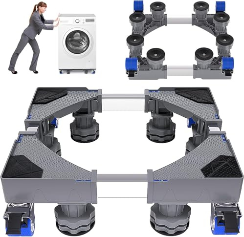 Waschmaschine Sockel Untergestell, Roller Transportroller,Anti-Vibrationsfunktion,Kühlschrank und Trockner,Verstellbare Waschmaschinensockel, Rutschfester Stoßdämpfungsfunktion,Belastbarkeit 300 KG