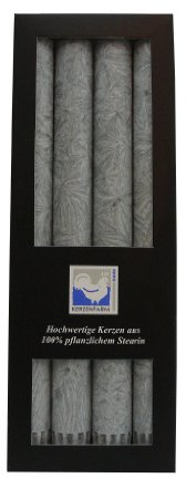Stearin Stabkerzen, 250 x 22 mm, Grau, 4er-Pack, Bio - Kerzen / Stearin - Leuchterkerzen