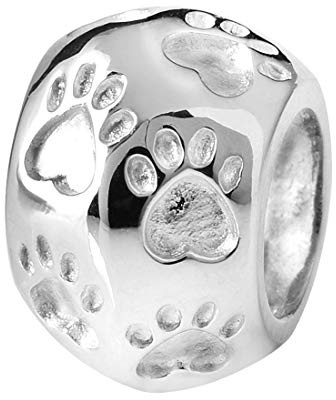Pfoten Beads Silber 925 - Charms Anhänger für Damen | Tierpfoten Bead Kugel für Armbänder 6 x 9mm aus 925 Sterling Silber von MATERIA by Matthias Wagner