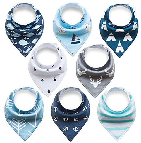 Baby Dreieckstuch Lätzchen 8er Pack Halstuch Spucktuch Lätzchen mit Druckknopf für Baby Jungen und Mädchen Kleinkinder Saugfähig Weich Größenverstellbar