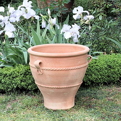 Céramique de Crète | jardinière en terre cuite de haute qualité avec poignée | 50 cm | fait à la main, résistant au gel et aux intempéries Jardinières, jardin, balcon, terrasse, type: rose