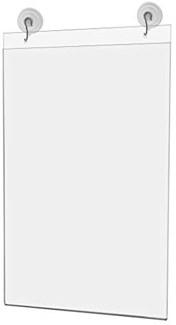 Marketing Holders 6 Pack Window Sign Holder 11 x 17 with 2 Predrilled Holes Suction Cups with Hooks Informational Posters About Products and Services for Trade Shows and Conventions Clear Acrylic