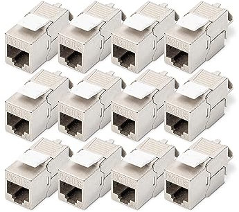 DIGITUS Modulo Keystone Cat-6A schermato - 12 pezzi - Jack RJ45 - 500 MHz 10GBase-T - AWG 26-22 - Progettabile - Con fascetta - Montaggio senza attrezzi