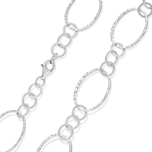 MATERIA Damen Collier Kette 925 Sterling Silber - Halskette oval 19mm Glieder rhodiniert 50 60 70cm in Schmuck Etui K81