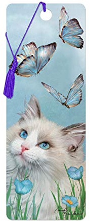 3D LiveLife Bookmark - Ragdoll & Fjärilar från Deluxebase. Ett bokmärke för katter med linskulärt 3D-konstverk med licens från den kända konstnären Carol Cavalaris.