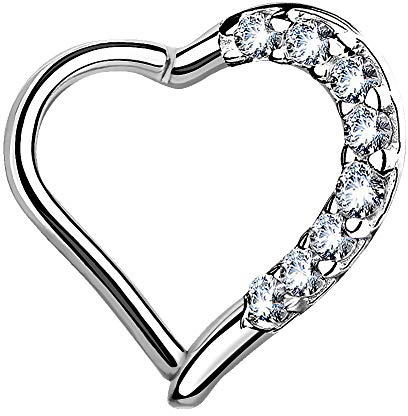 Piercingfaktor Wunderschönes Herz Ohr Kristall Piercing Knorpel Helix Ring Scharnier Clicker