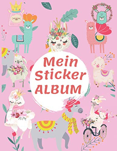 Mein Stickeralbum: Nettes Lama-leeres Aufkleber-Album zum Sammeln von Aufklebern, großes Geschenk für Mädchen 3 - 8 Jahre, 120 Seiten 8,5 x 11