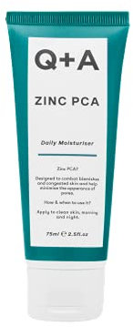 Q+A Zinc PCA Daily Moisturiser (75ml), Hydrating Moisturiser Face Cream for Oily and Blemish-Prone Skin, with Niacinamide and Ginseng, Oil Control and Pore Minimising, Fragrance Free Skincare