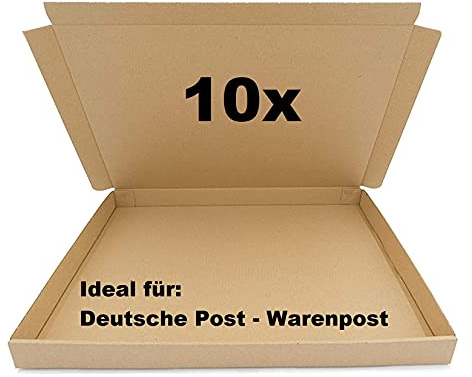 10x SAD Warenpostkartons 350x250x30mm Postkarton für Warenpost International XS geeignet - DIN A4 Format - Briefkartons - DHL Karton - leicht & stabil