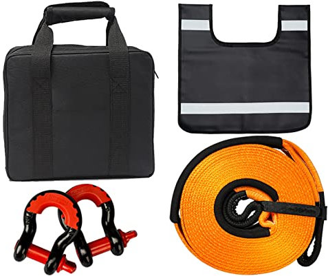 XiaoLong 16T Abschleppseil Hochleistungs 4x4 Maximale Zugkraft 9m Abschleppseil Unterlassen Mit 2 Sicherheitshaken für Auto SUV Landwirtschaftliches Fahrzeug Yacht(Size:4 PCS1)