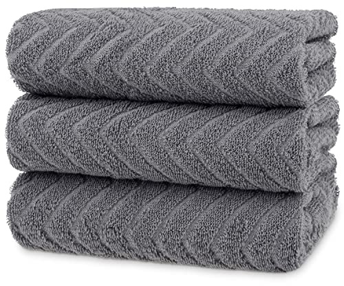 ATEN Homeware Pure Cotton Kitchen Hand Towels – Stylish Pack of 3 – 50 x 50 cm – Highly Absorbent & Super Soft Kitchen Towels for Drying Hands & Surfaces, Lint-Free & Durable, Made in Egypt (Grey)