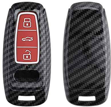 kwmobile Autoschlüssel Hülle kompatibel mit Audi A6 A7 A8 Q7 Q8 3-Tasten Autoschlüssel Keyless - Hardcover Schutzhülle Schlüsselhülle Cover in Rot Schwarz