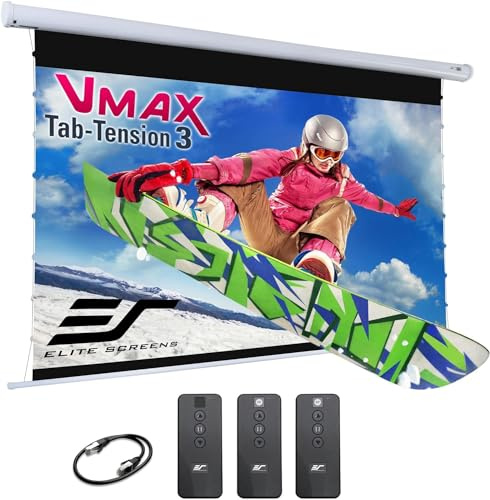 Elite Screens VMAXT135XWH3 - Schermo elettrico motorizzato per proiettori VMAXT135XWH3 serie Tab Tension 3, 135 pollici