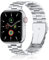 QAZNZ Metall Kompatibel mit Apple Watch Edelstahl Armband 46mm 45mm 44mm 49mm 42mm(Series 3 2 1), Herren iWatch Bands für Apple Watch Ultra 2/Ultra SE/Series 10 9 8 7 6 5 4 3 2 1(Silber)