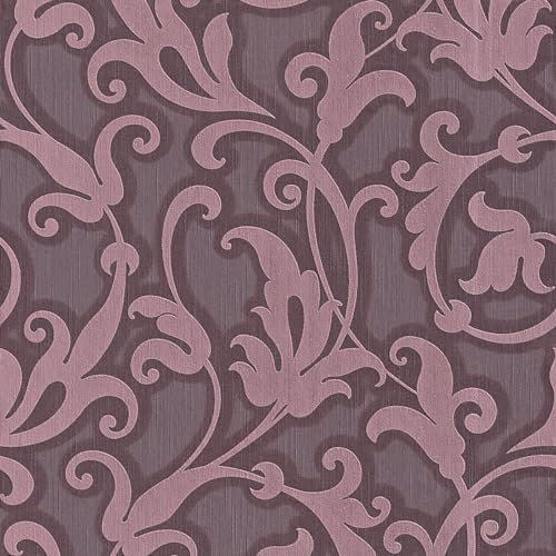 Profhome 954905-GU Textiltapet barock matt färg violett pärla björnbär 5,33 m2